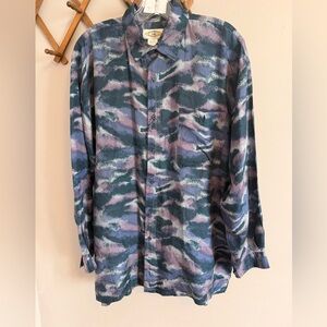 Allegro Concepts Silk Abstract Tiger Print Button Down Size M oversized